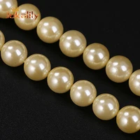 natural champagne electroplating shell pearl power beads for jewelry making round loose spacer beads diy bracelet 6 8 10 12mm