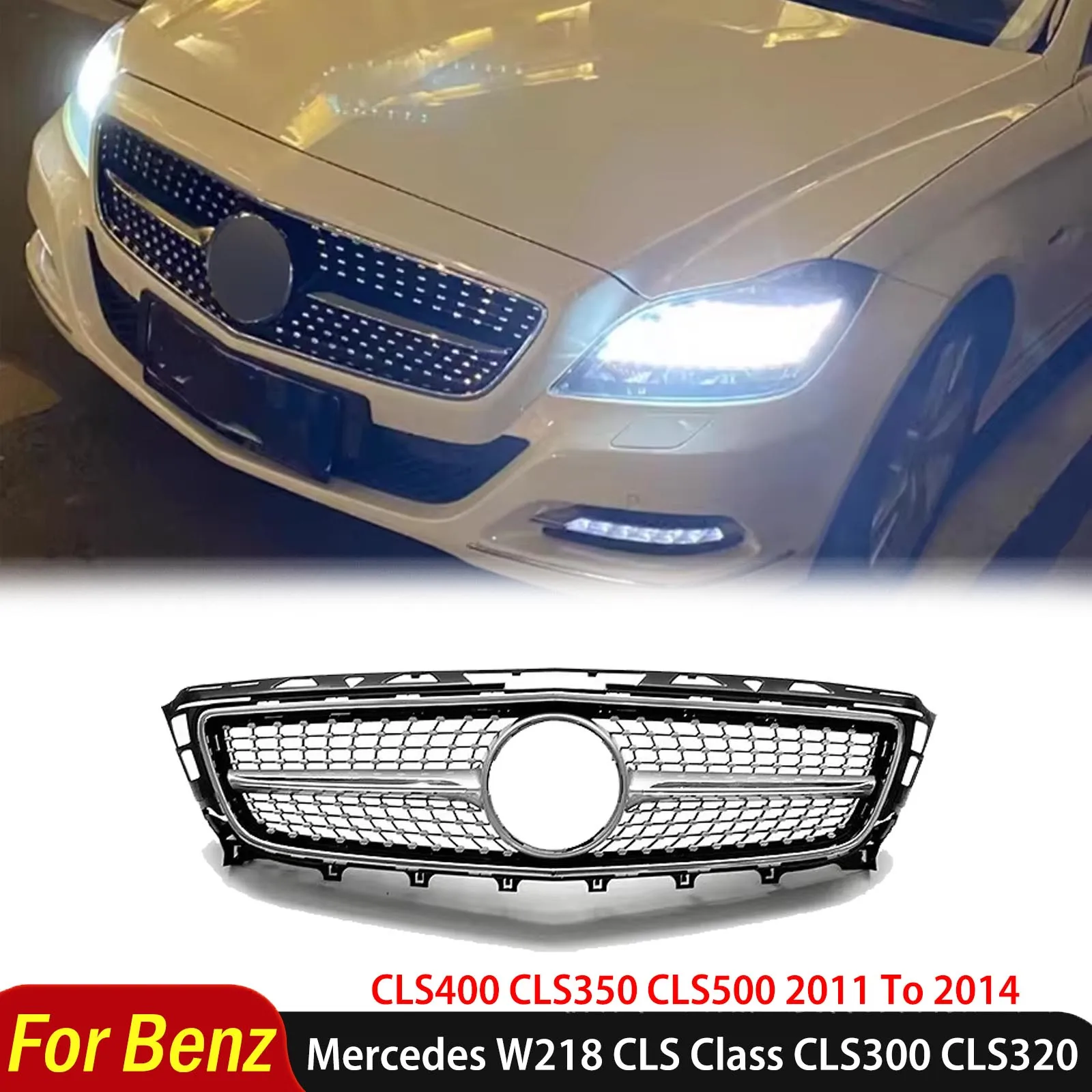 Фото Для Mercedes-Benz W218 CLS Class CLS300 CLS320 CLS400 CLS350 CLS500 2011 2012 2013 2014 Решетка переднего бампера в ромбовидном стиле №1