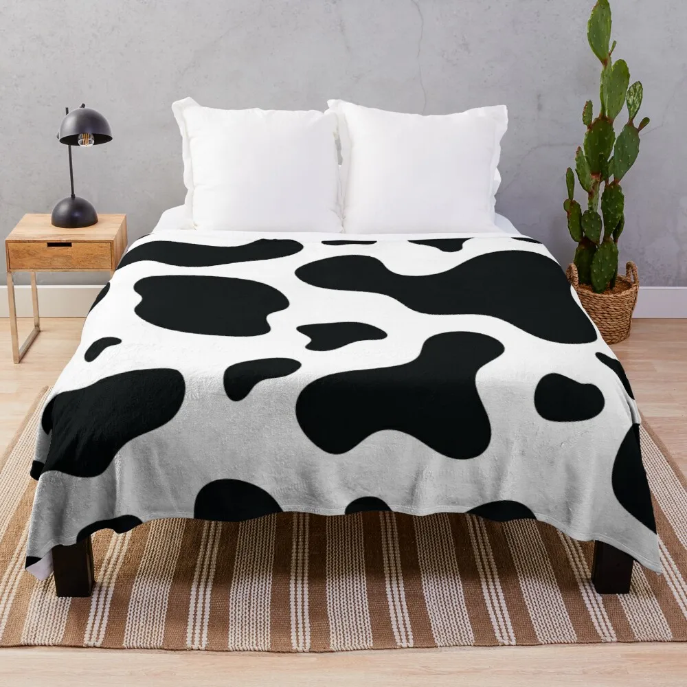 

Cow Hide spotted fur Farm Animal Pattern Black White Throw Blanket Sofa Blankets