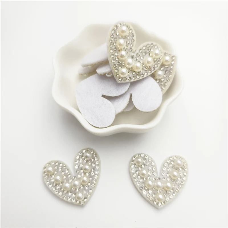 

30 шт./партия, нашивки с сердцем и жемчугом, 3,2x3 см