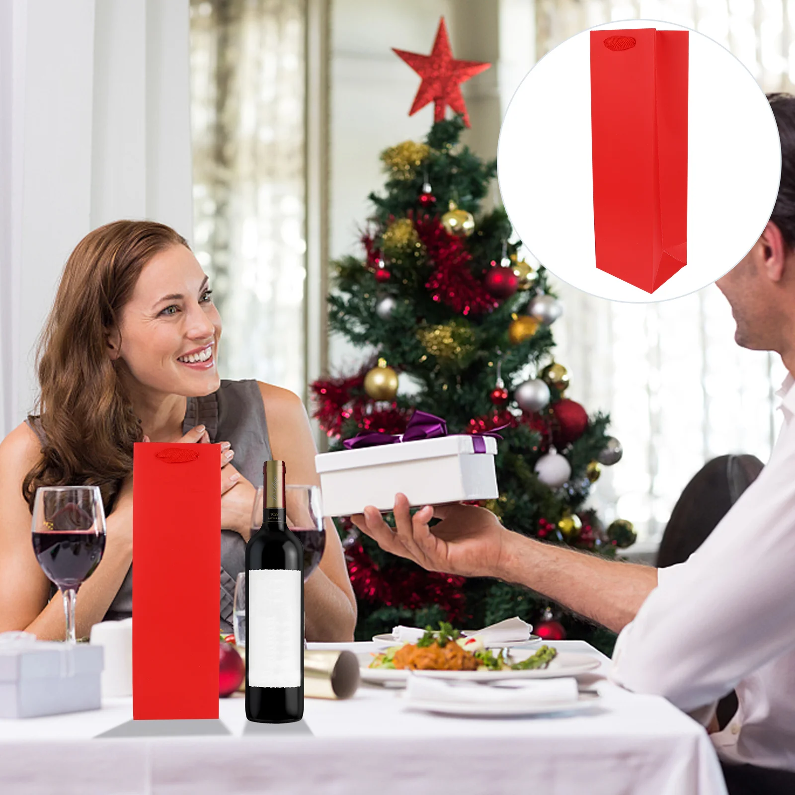 

12pcs High-end Bottle Bags Thick Paper Bags Decorative Bags for Red