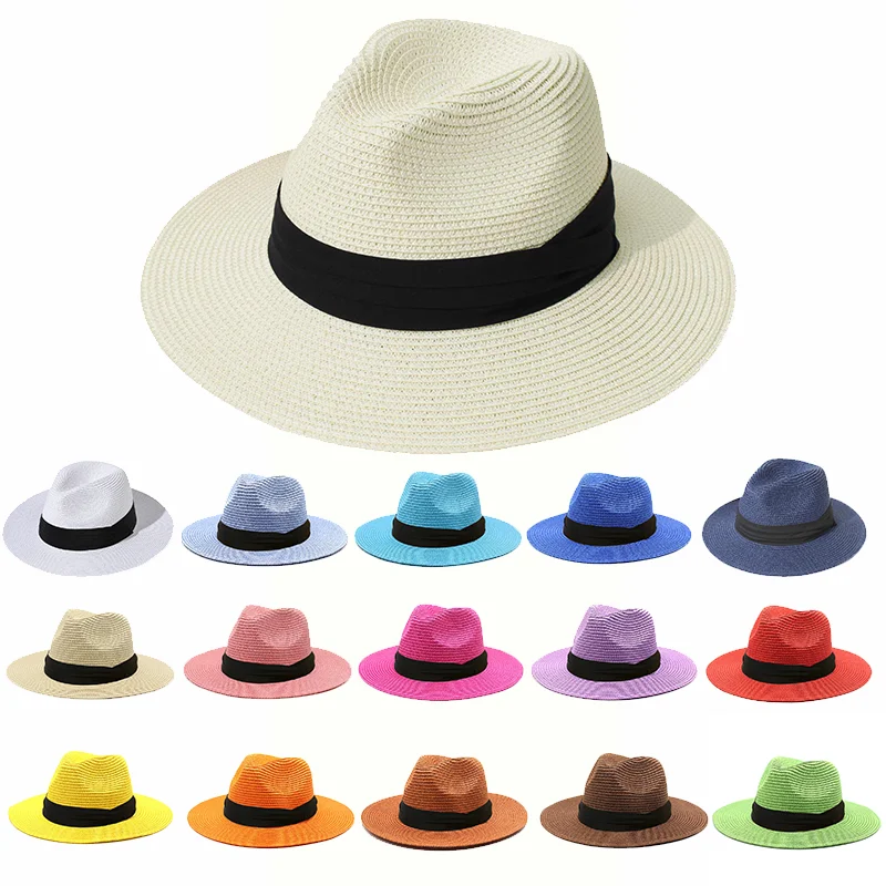 Панама с широкими полями для мужчин и женщин Повседневная пляжная соломенная
