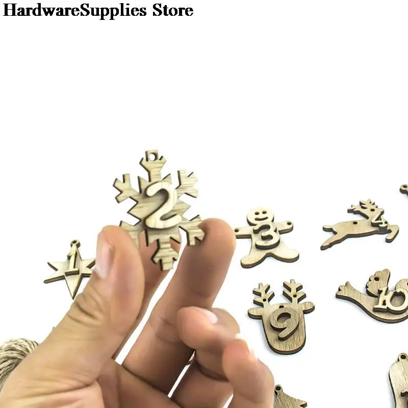 Деревянные Этикетки для списка с номерами 1-24 Рождественский календарь