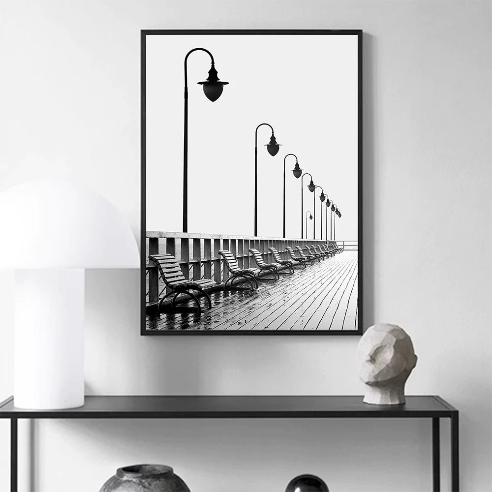 Черно-белый настенный художественный мост фотография холст печать