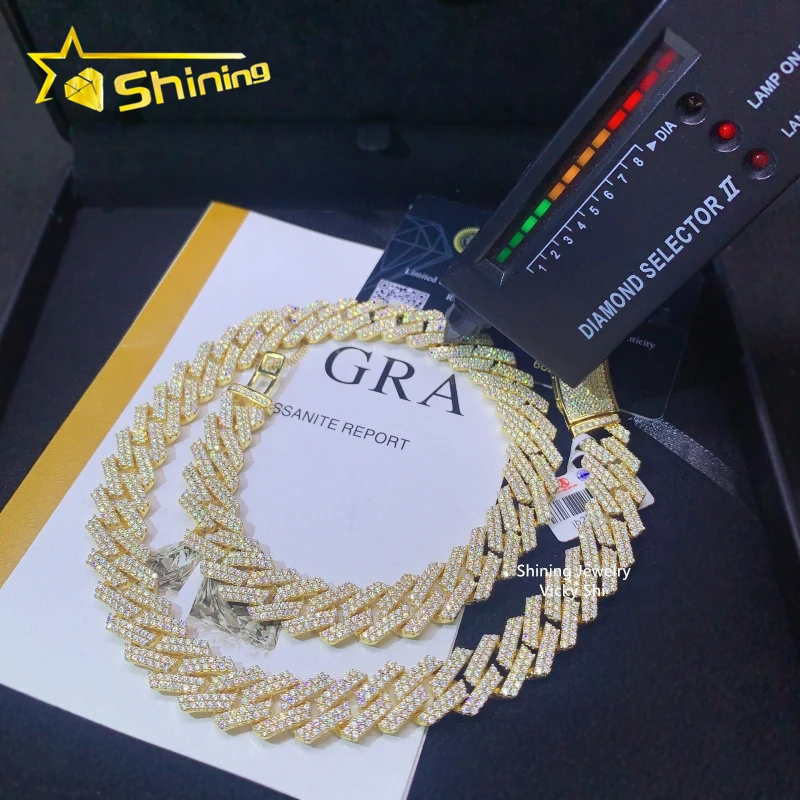 Ювелирные изделия в стиле хип-хоп серебро 925 пробы позолоченное 13 мм ожерелье со