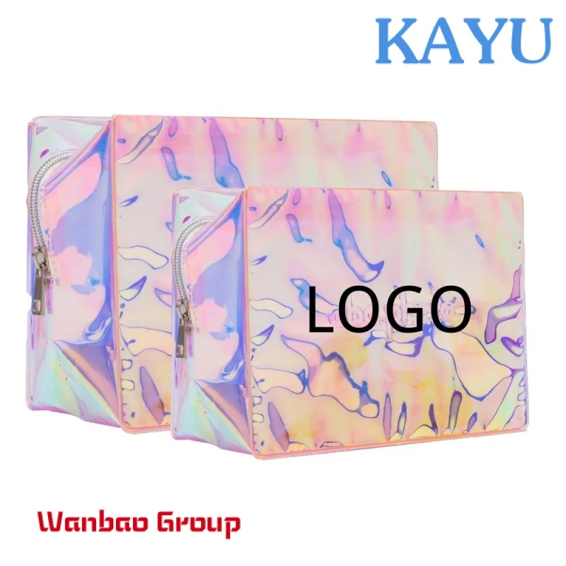 Luxurious Custom Logo Zipper Bag Skincare Cosmetic Traveling Packed Bags Bubble PVC Shiny Holographic Ziplock Bubble Mailers