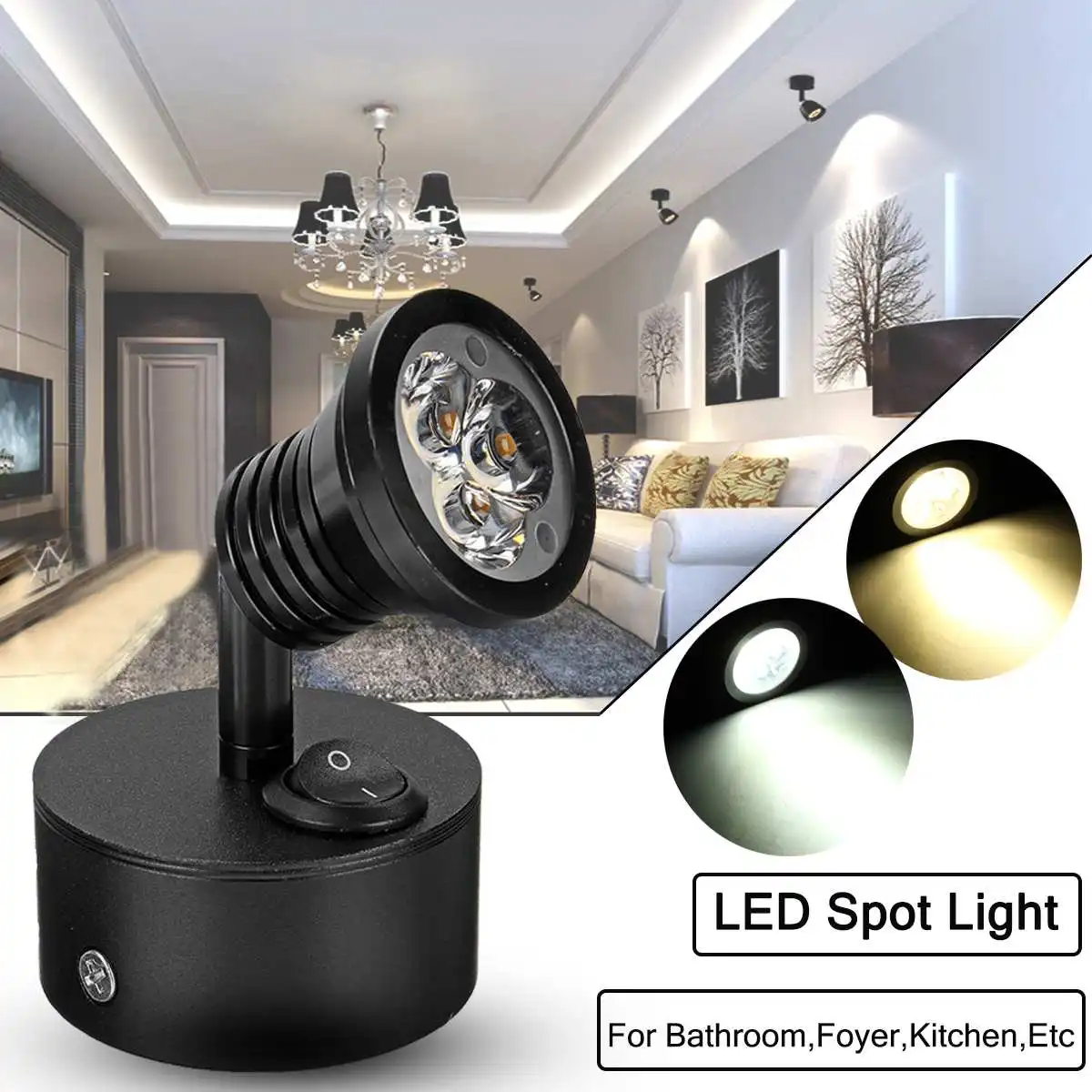 

12V-24V 3W Warm White LED Spot Reading Light RV Bedside Boat Lamp Wall Camp Trailer Home Caravan Lighting Boat Interior L4J0