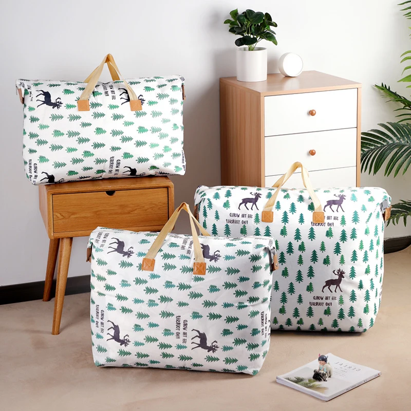 

Non Woven Foldable Cloth Hand Zip Storage Bag Waterproof Strong Quilt Sweaters Blanket Clothing Organization System Space Saving