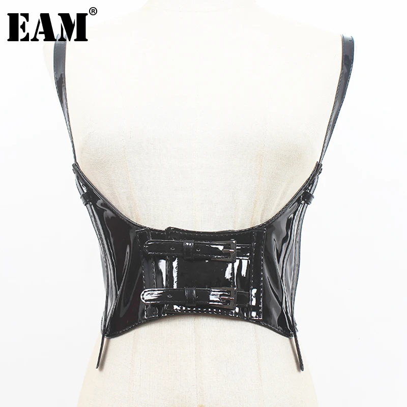 

[EAM] Pu Leather Multicolor Black Long Wide Strap Belt Personality Women New Fashion Tide All-match Spring Autumn 2023 1DF1767