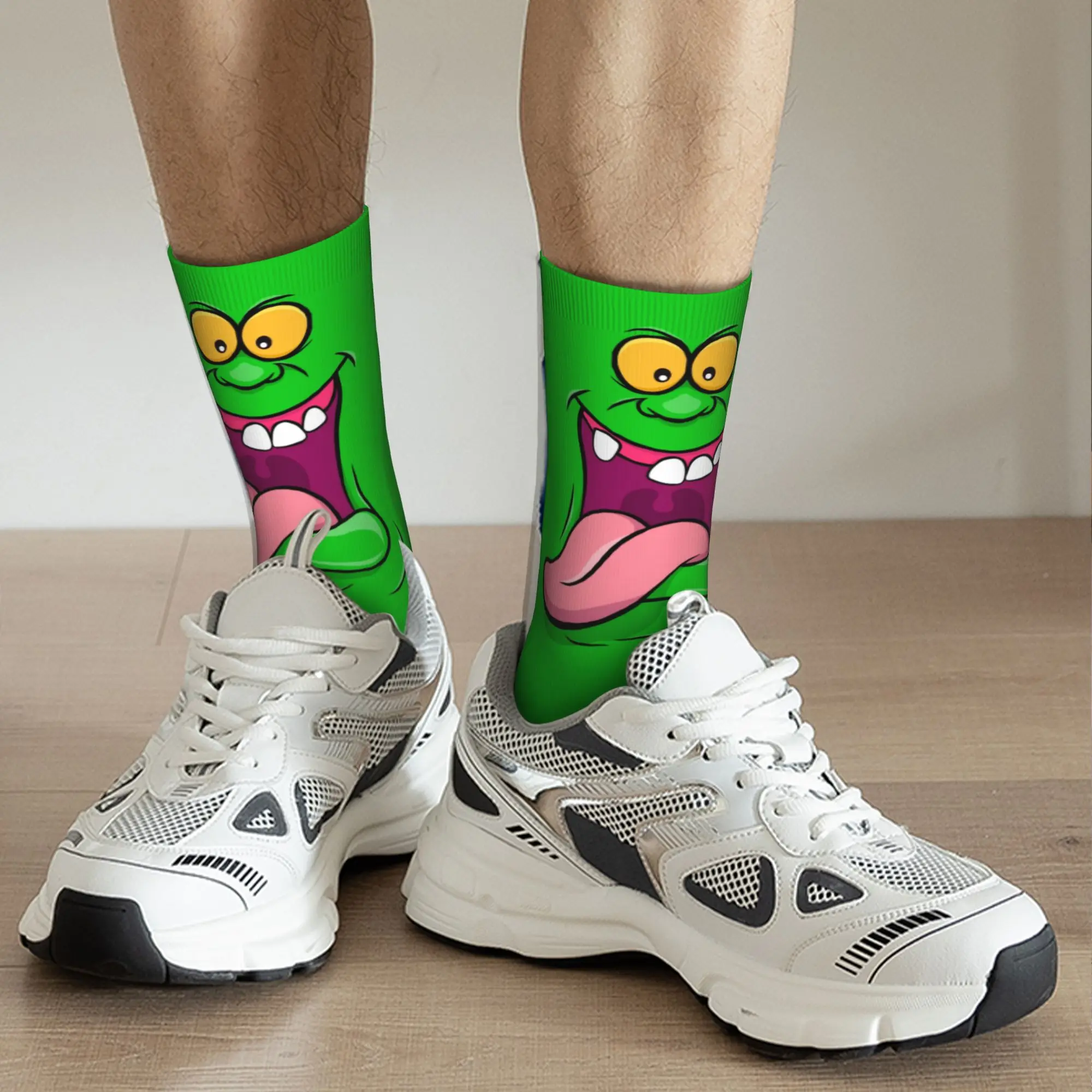 Фото Носки Custom Ghostbusters Slimer Dress Socks для мужчин и женщин, теплые, модные, зеленые, с изображением призраков, в стиле фильма «Сверхъестественное» №5