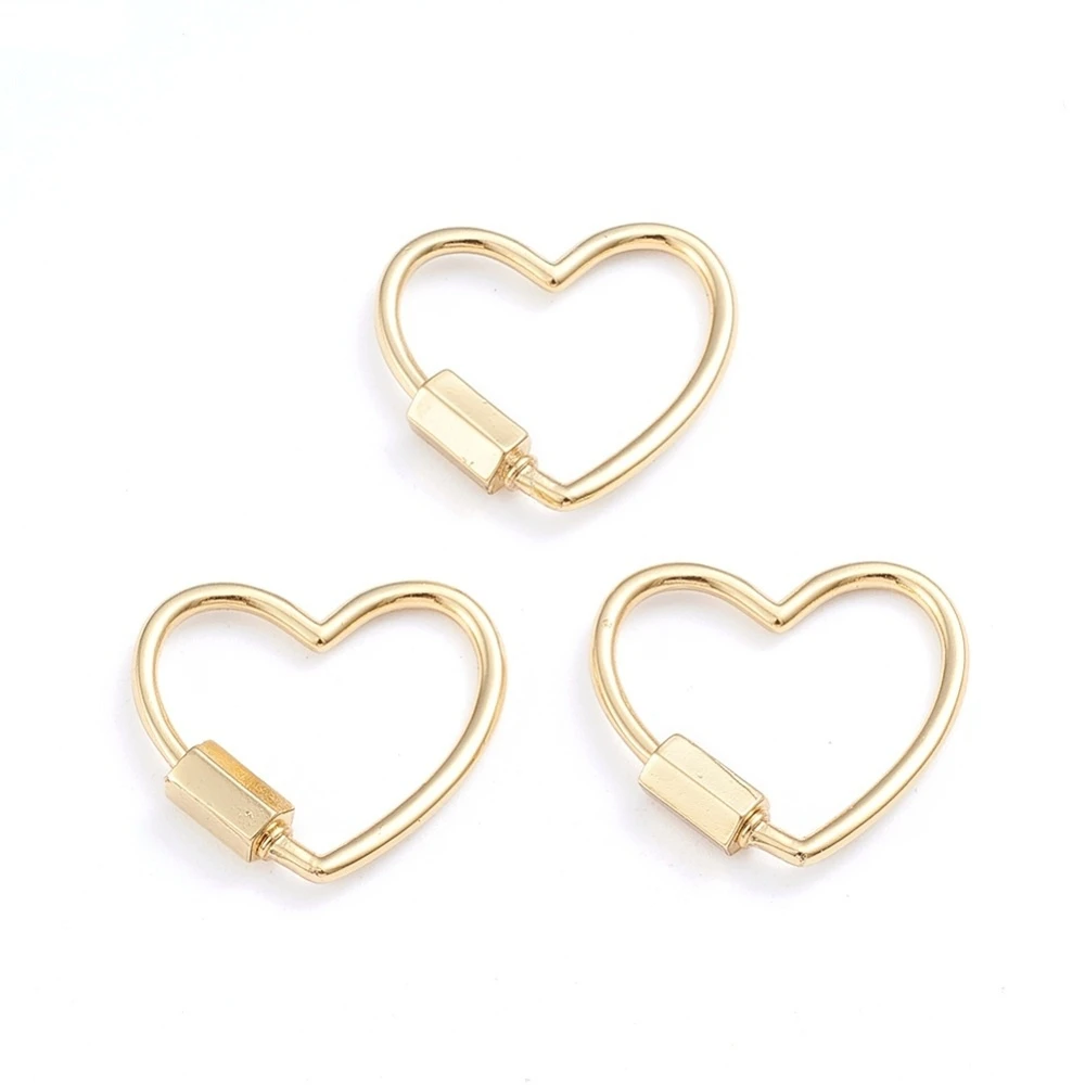 

1pc Brass Screw Carabiner Lock Charms for Necklaces Making Heart Real 18K Gold Plated 21.5x24x2mm Screw: 7.5x4x4.5mm