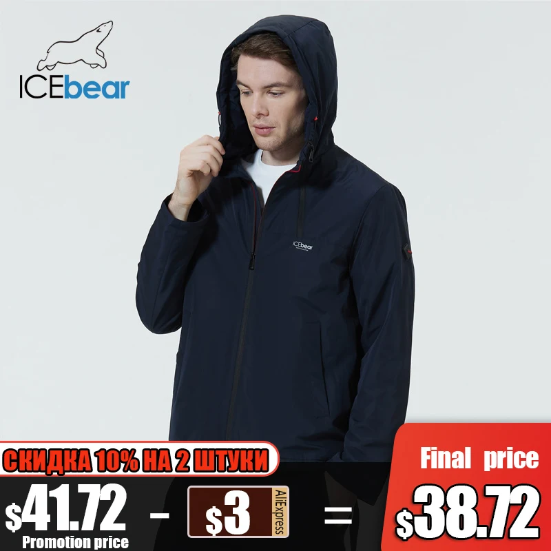 

ICEbear 2022 Мужские короткие пальто осенняя стильная куртка с капюшоном качественная мужская брендовая одежда MWC21661D