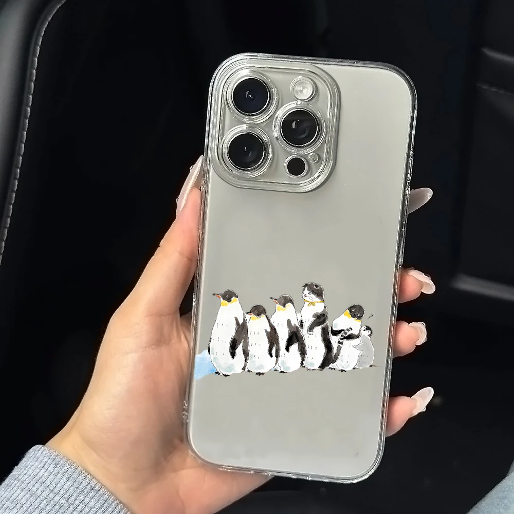 Фото Силиконовый чехол с акварельным пингвином для iPhone 17 16 15 14 13 12 11 Pro Xs Max Air Mini 7 8 6 6s Plus SE 2020 2022 Cover №5