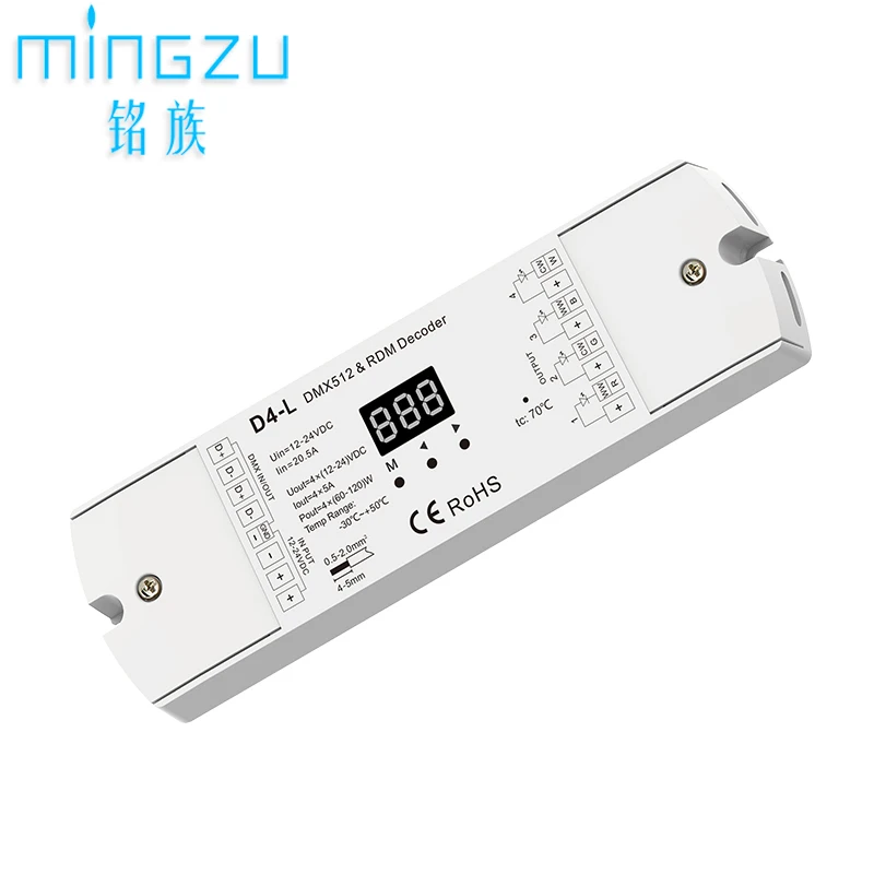 

DMX512 Signal Decoder D4-L RGBW Tape Light Controller DC12V LED Strip Dimmable 4 channel stage lighting programming RDM function
