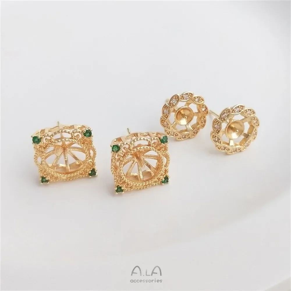 14-каратное золотого цвета циркониевые кружева круглые квадратные