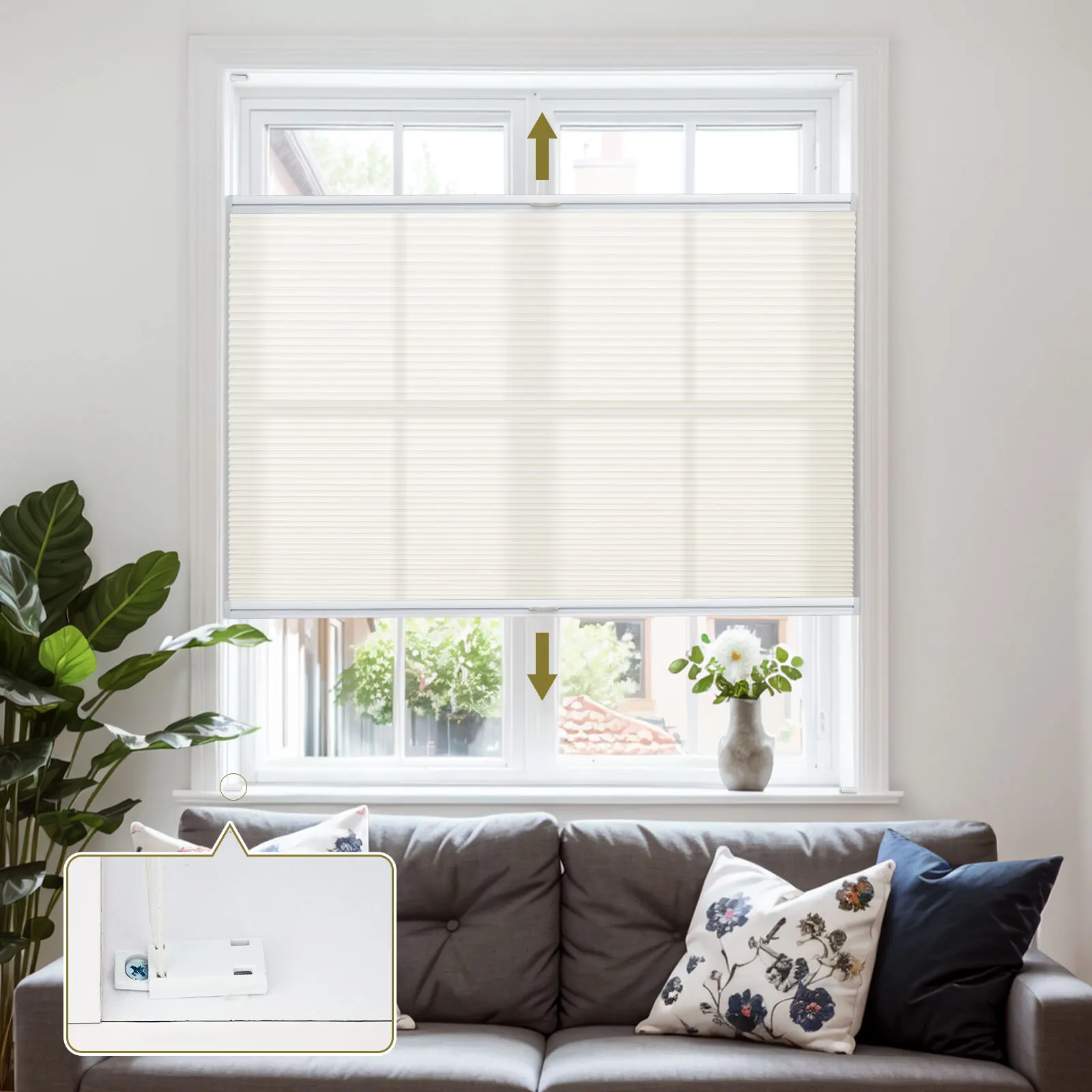 Беспроводные сотовые жалюзи Moonice фильтрация света верхняя нижняя часть легко