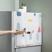 1pc floral refrigerator dust cover cloth cabinet waterproof dust cover with storage pockets multi function fridge top cloth