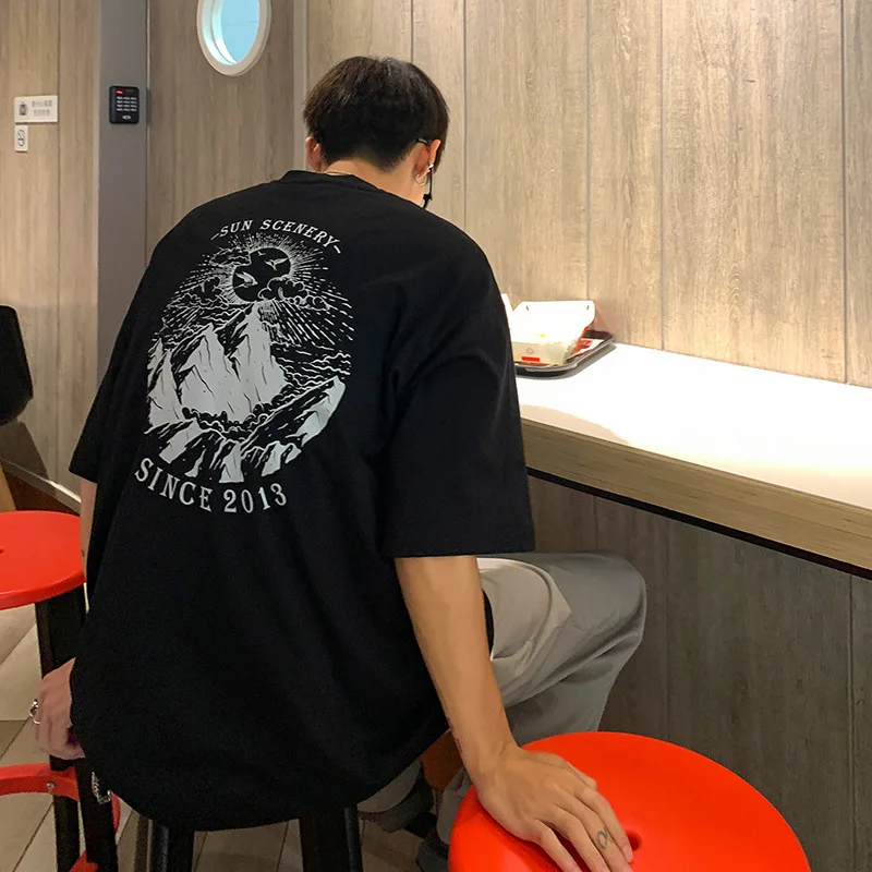 

Short-sleeved Men's T-shirt 2022 Casual Retro T-shirt Men's Short-sleeved Tide Brand Summer Loose Trend Half-sleeve Clothes