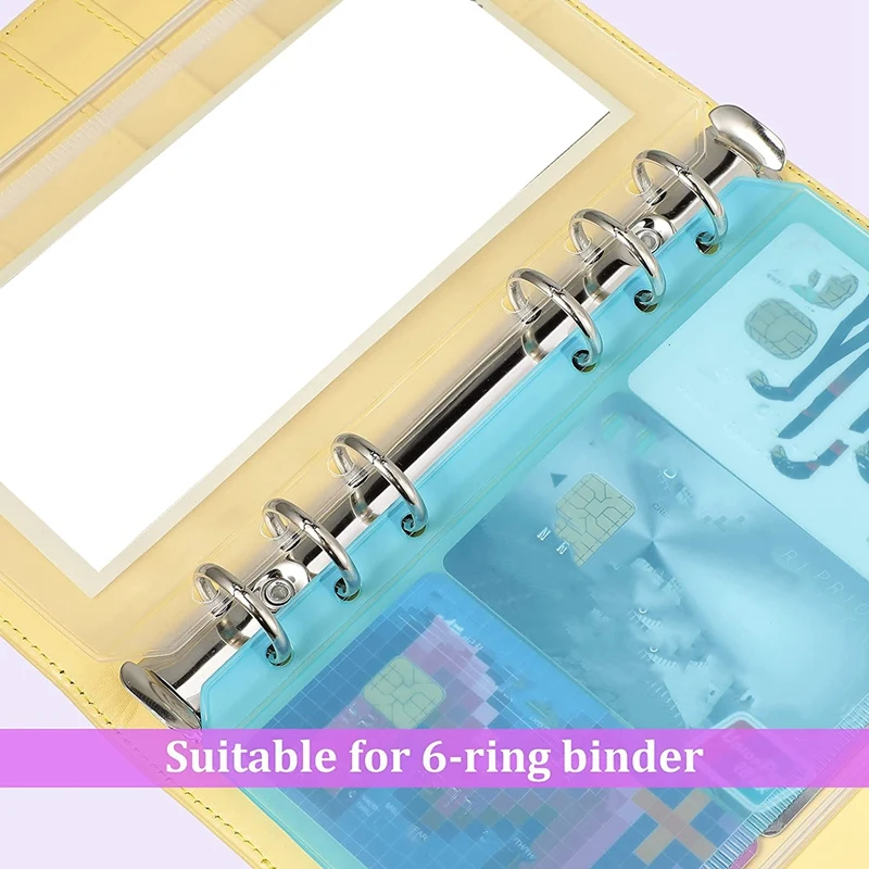 

14 Pieces Binder Pockets A6 Size 6 Holes Binder Zipper Folders Waterproof PVC Loose Leaf Bags For 6-Ring Binder Notebook