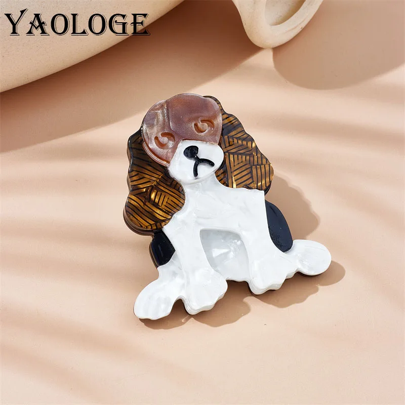 

YAOLOGE Acrylic Cartoon Puppy Brooches For Unisex Kids Pins Badges Accessories Cute Newly Arrived Christmas Gifts Jewelry Брошь