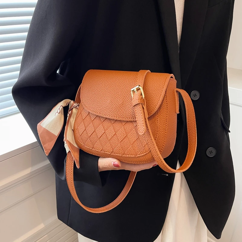 

Модный шарф, женская сумка, дизайнерская женская сумочка 2022, модная однотонная сумка через плечо из искусственной кожи, женская новая