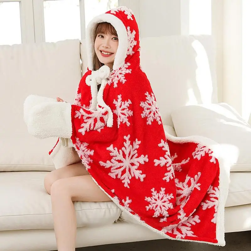 Рождественское носимое одеяло зимняя накидка для взрослых 59x43 дюйма теплая