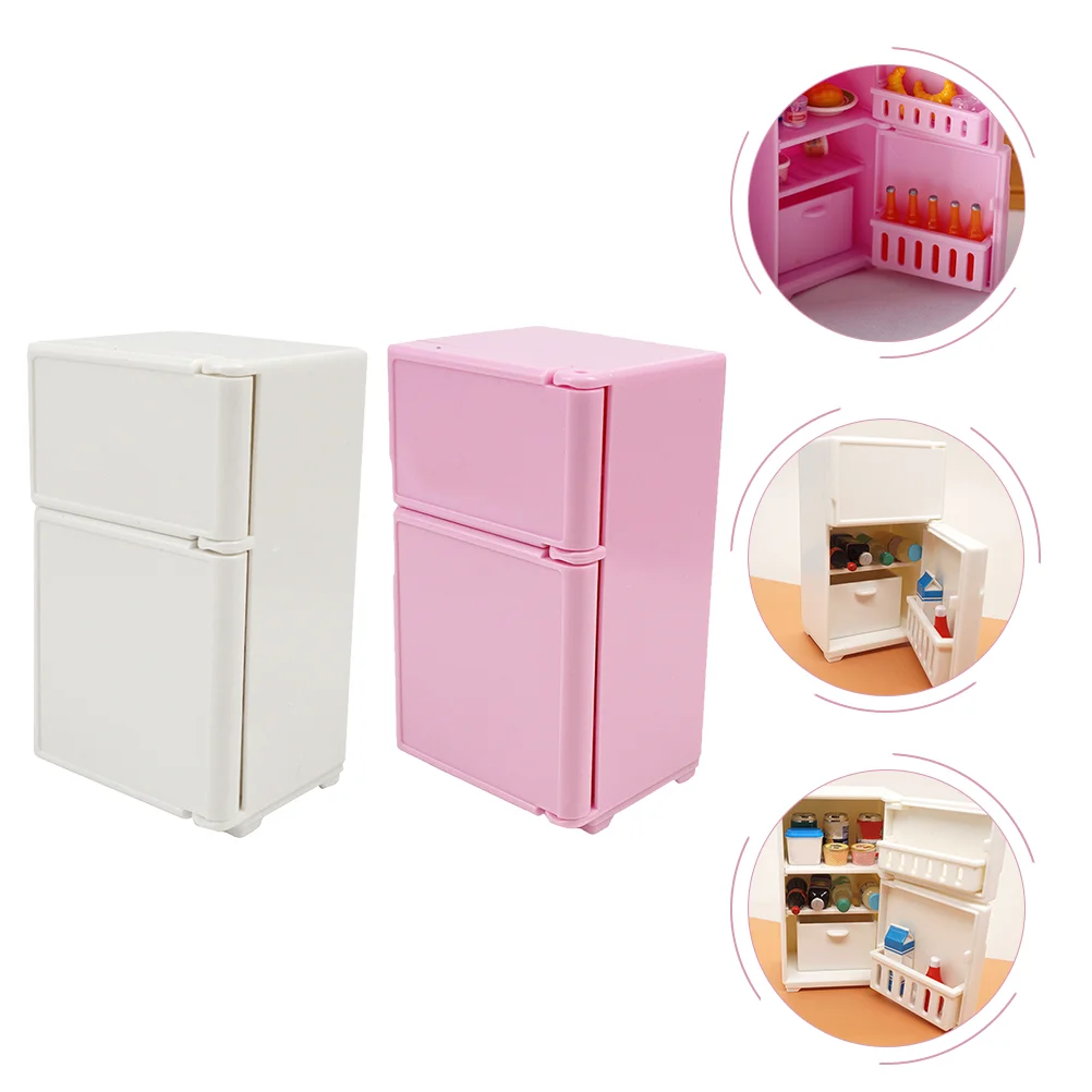 

2pcs Refrigerator Toys Fridge Toys Miniature Fridges Furniture