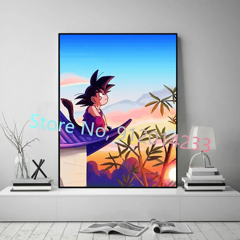 Аниме Драконий жемчуг Холст Картина Сон Гоку Каме дом пейзаж плакаты и принты