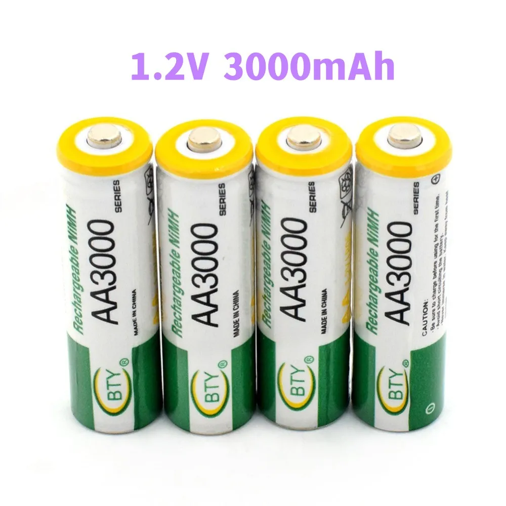 

100% New 3000mAh AA NI-MH 1.2v Rechargeable Battery Recharge Pre-Charged Ni-MH Rechargeable Battery For Toys Camera Microphone