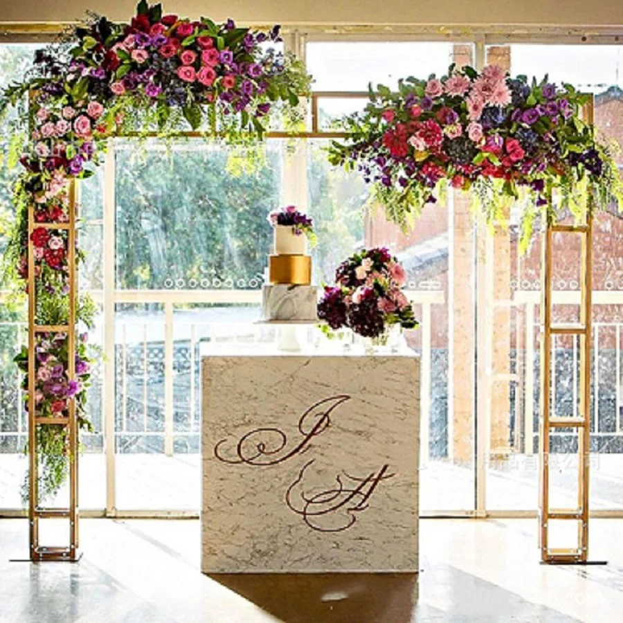 

6.6ft x6.6ft silver color Flower iron arch Stage background frame Rectangular arch