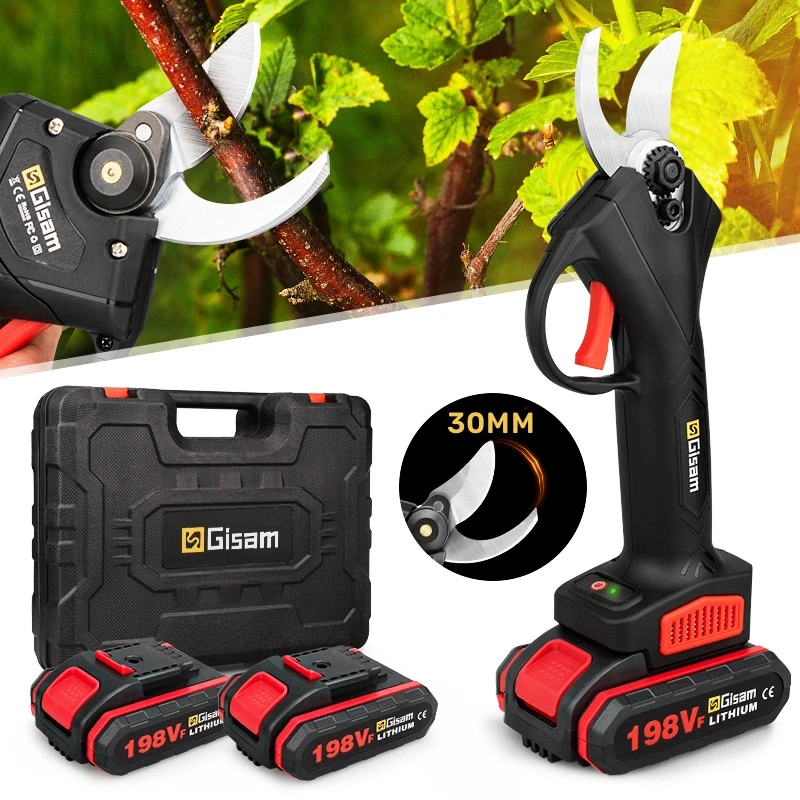 Беспроводной секатор 198VF 30 мм, Электрический секатор, секатор, эффективный бонсай для фруктовых деревьев, резак для ветвей, ландшафтный инструмент