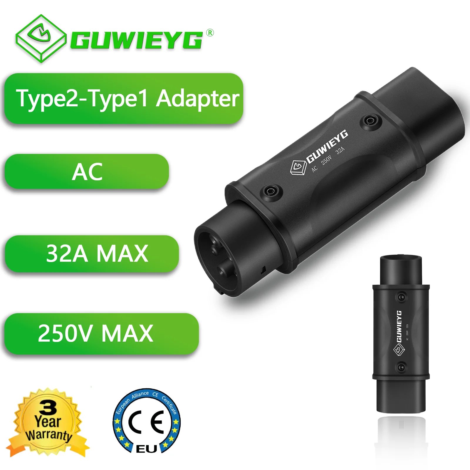 32A Тип 2 к тип 1 EV адаптер SAE J1772 к IEC 62196 2 Тип 2 Стандартный EV адаптер преобразователя зарядного устройства