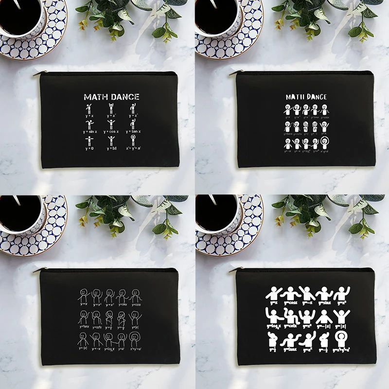 Funny Algebra Dance Graph Figures Math Equation Pattern Makeup Bag Great Gift Idea for Lover Teacher Pencil Case School