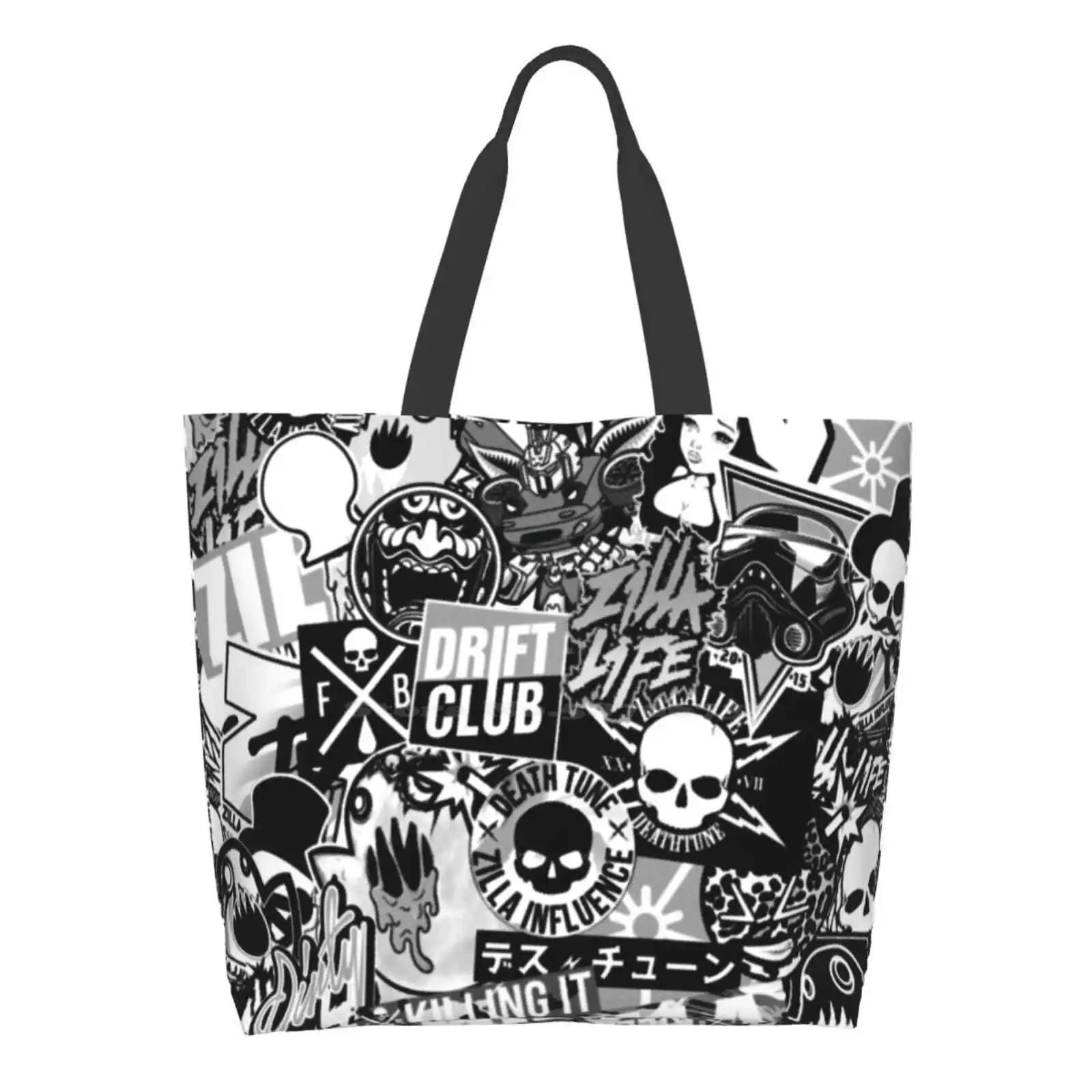 

Stickerbomb #002 - Black & White Shopping Bags Girls Fashion Casual Pacakge Hand Bag Bomb Pattern Jdm Drift Bmx Skate Gaming