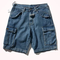 summer denim shorts mens multi pocket loose tide brand ins outside wear tooling five pants large size straight pants men
