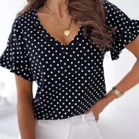 fashion new 2022 summer casual t shirt short sleeved polka dot top small shirt printing simple ladies clothing straight top