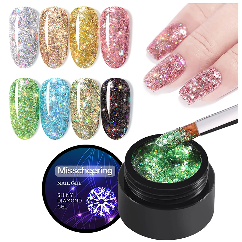 

ELECOOL 5ml Shiny Gel Nail Polish Painting Nail Art Vernis Semi Permanent Diamond Glitter Polish UV Nail Gel Top Coat Manicure