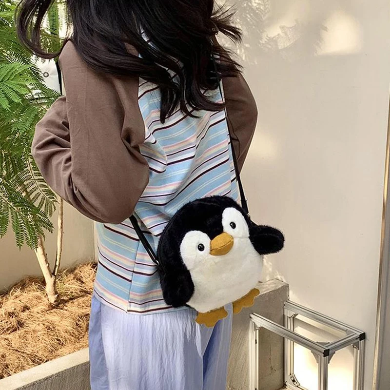 Cartoon Creative Penguin Plush Messenger Bag Cute Versatile Crossbody For Women Girls Fashion Kawaii Casual Doll Gifts
