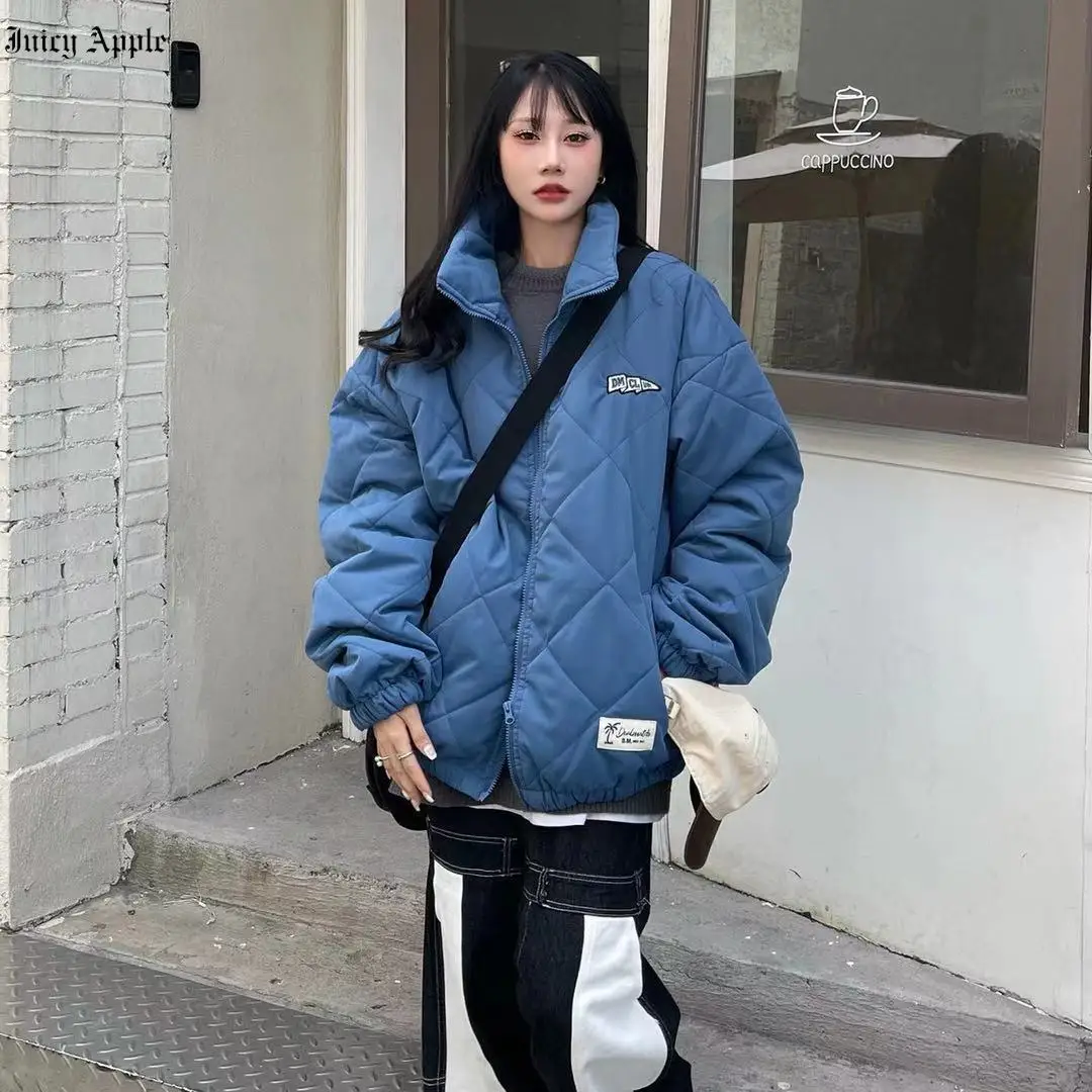 Winter Coat 2022 For Woman Casual Thick Warm Loose Letter Print Solid Pockets Women's Jacket Large Size Coat Female Clothing Y2k