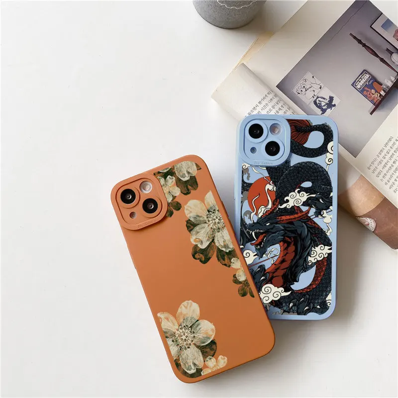 

Fashion Dragon Animal Pattern Phone Case For iPhone 13 12 11 14 Pro MAX 8 7 Plus SE 2020 X XS XR Little Star Soft Silicone Cover