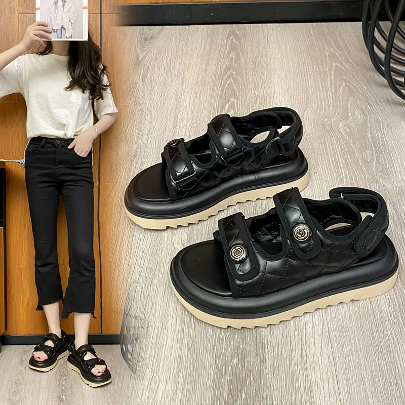 

ST286 тренды, женские сандалии gladlator verano 2022, плоская римская платформа, повседневные, для улицы, объемные, яркие, Современные сандалии