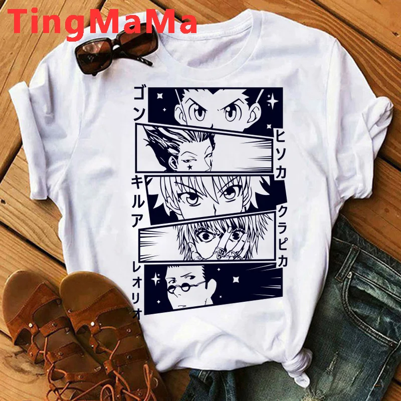 Hunter x Killua одежда мужская белая футболка ulzzang в эстетике Повседневная 2021 летняя kawaii
