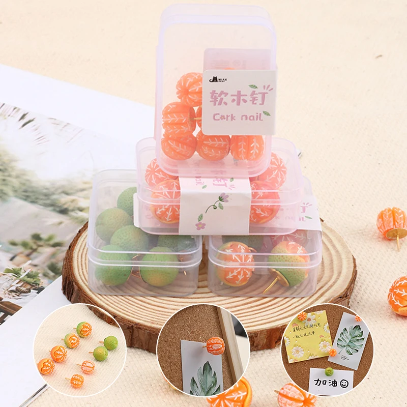 

8/6pcs Orange Map Markers Wooden Drawing Photo Wall Studs Cork Board Pins Thumbtack Pushpin Painting Tool Office School Supplies