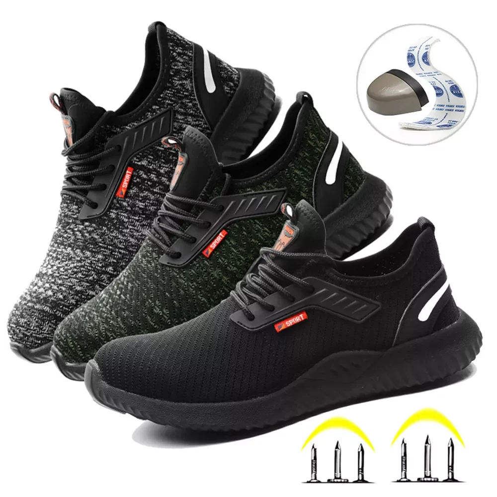 

Breathable Steel Toe Shoes Men Women Indestructible Work Shoes Lightweight Comfortable Safety Sneakers Slip-Resistant Shoes