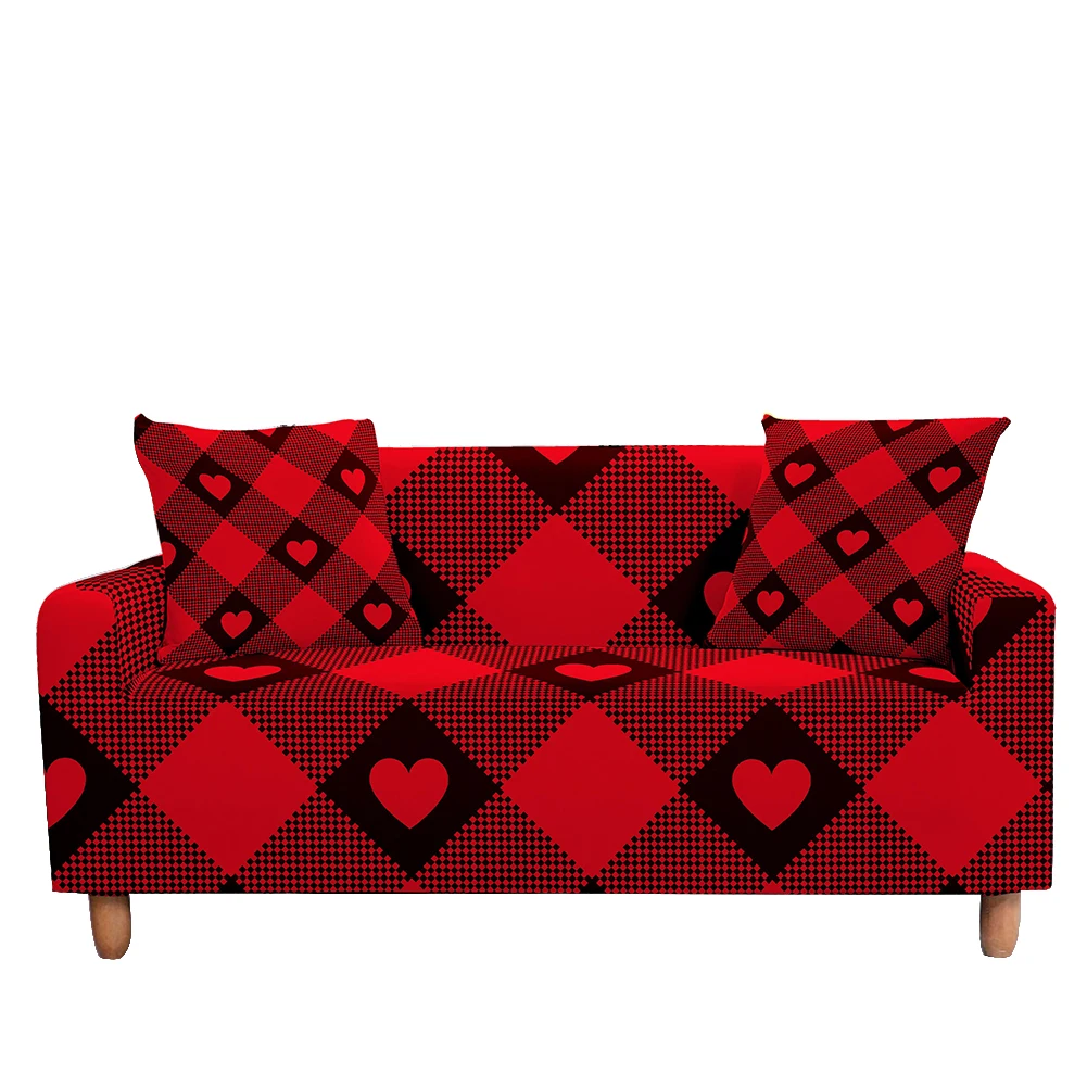

Растягивающийся чехол для дивана с сердечками, накидка на 2 или 3 места, для гостиной, украшение для дома