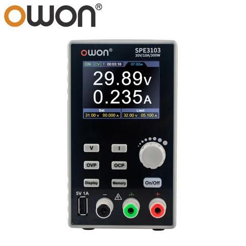 OWON источник питания постоянного тока SPE6103 SPE3103, 2,8 дюйма, ЖК-дисплей, 60 В/10 А, 30 В/10 А, USB, CC, CV, лабораторный регулятор напряжения, быстрая зарядка постоянного тока