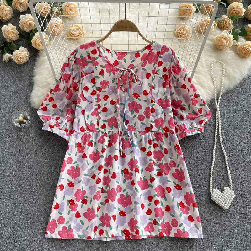 

Fashion floral small fresh shirt women's 2022 New Vintage super fairy temperament versatile loose top blusas mujer de moda 2022