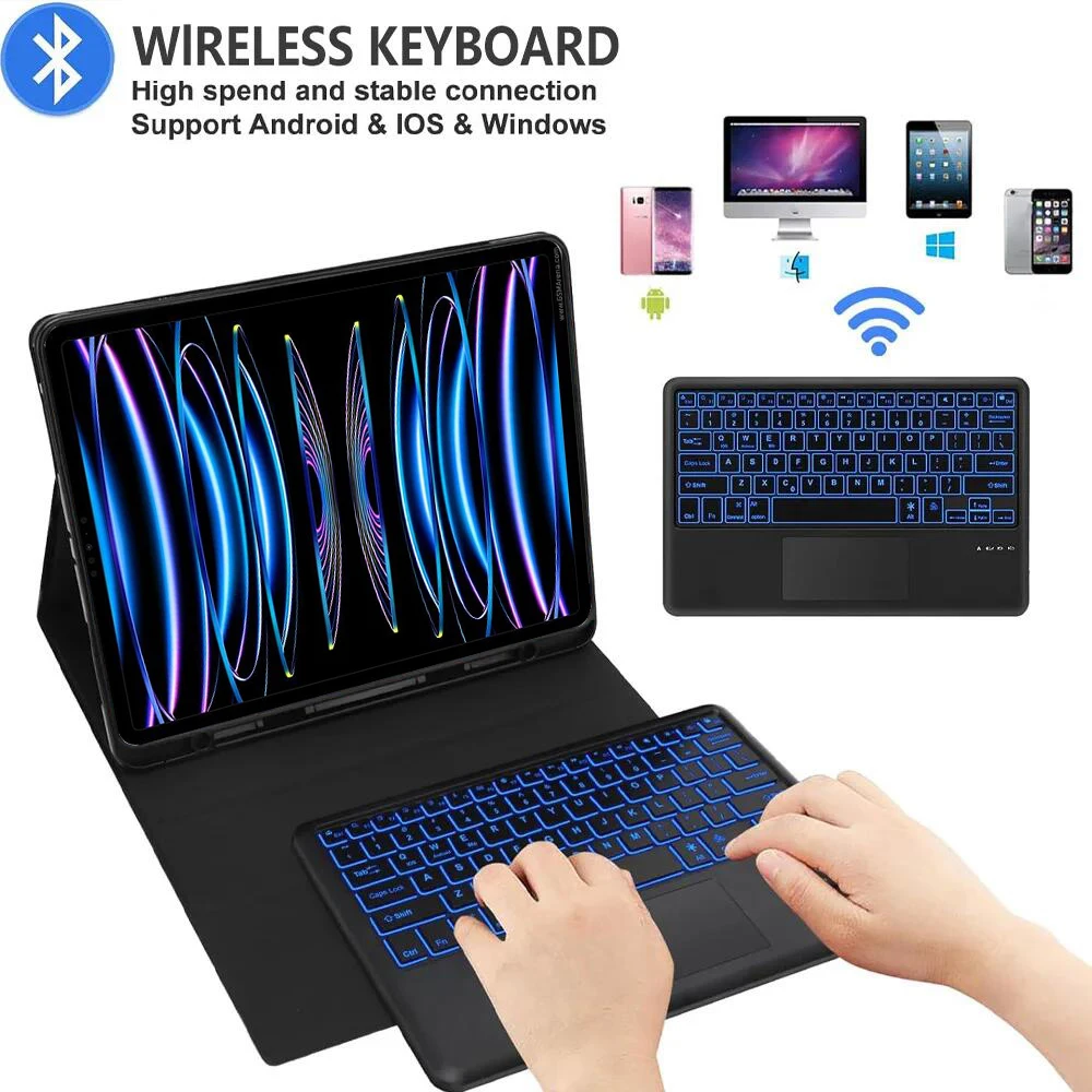 Чехол Для Клавиатуры Ipad Pro 12 9 Кожаный Защитный 3-го 4-го 5-го 6-го Поколения С Русским