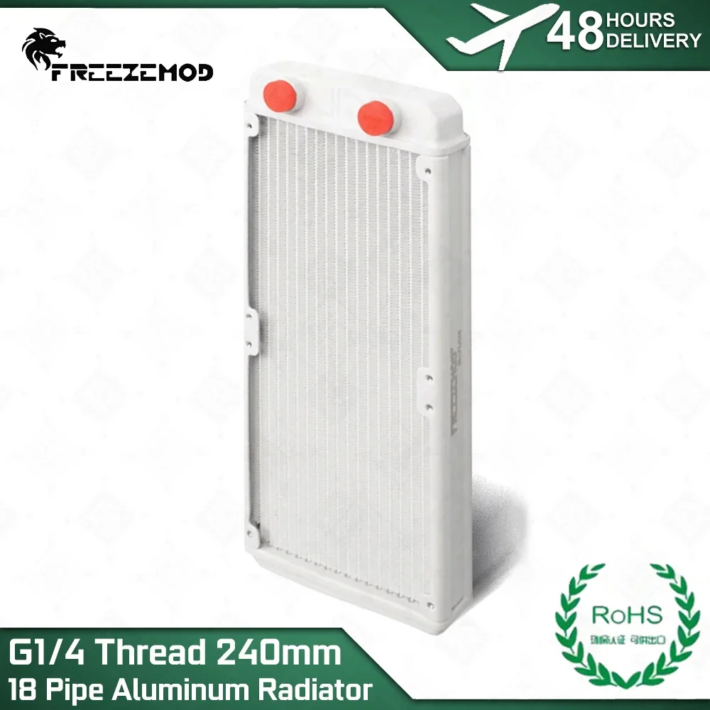 Фото FREEZEMOD 240 мм алюминиевый радиатор, 18 шт., труба G1/4, резьбовой интерфейс, белое рассеивание тепла и водяное охлаждение ПК MOD SR-LPZJ240 №1