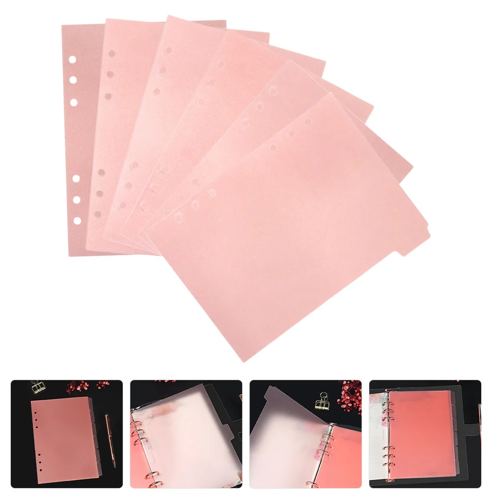 

6 Pcs Notebook Separated Pages Index Classified Labels Loose Leaf Refill Markers Pp Notepad Divider Tabs Pink Binder